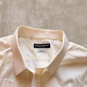Dolce & Gabbana Gold White Button Up Dress Shirt